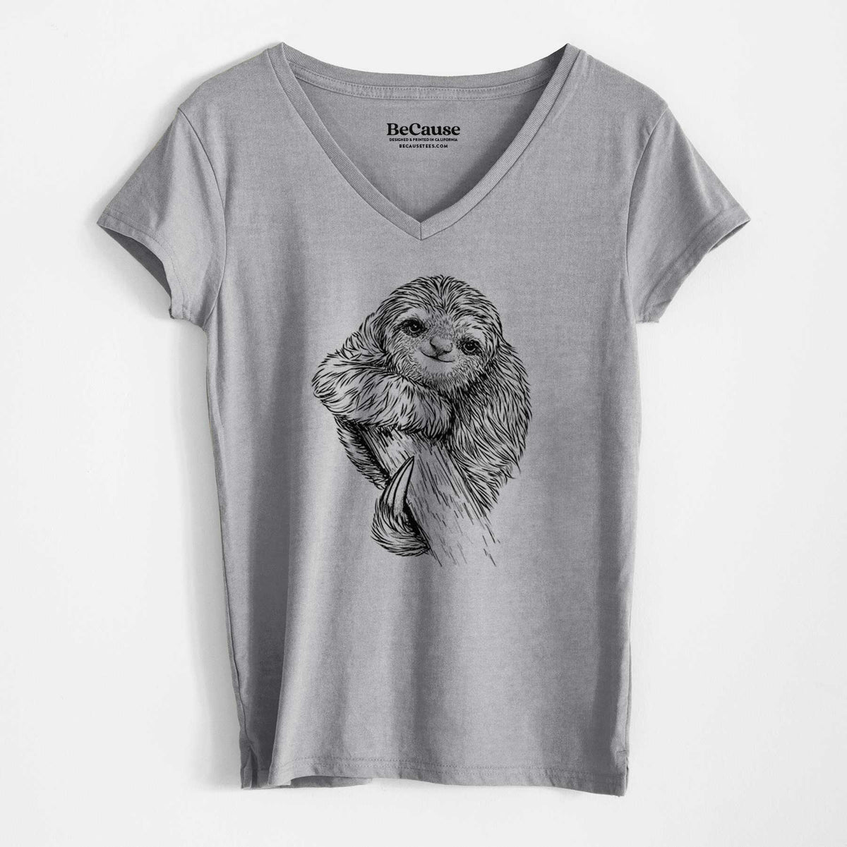Pygmy Three-toed Sloth - Bradypus pygmaeus - Women&#39;s 100% Recycled V-neck