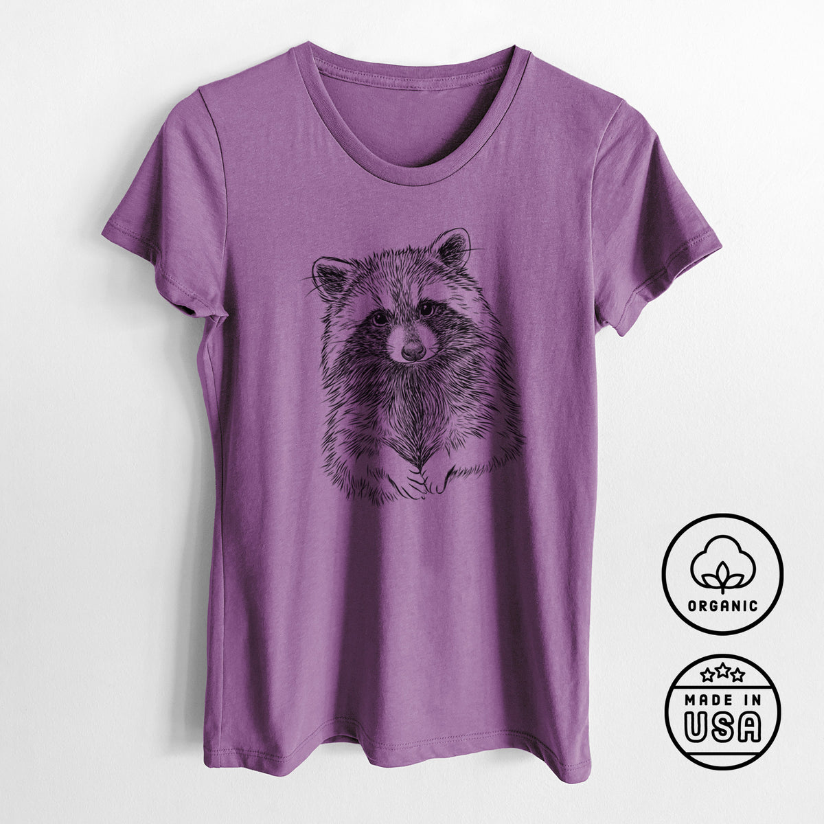 Raccoon - Procyon lotor - Women&#39;s Crewneck - Made in USA - 100% Organic Cotton