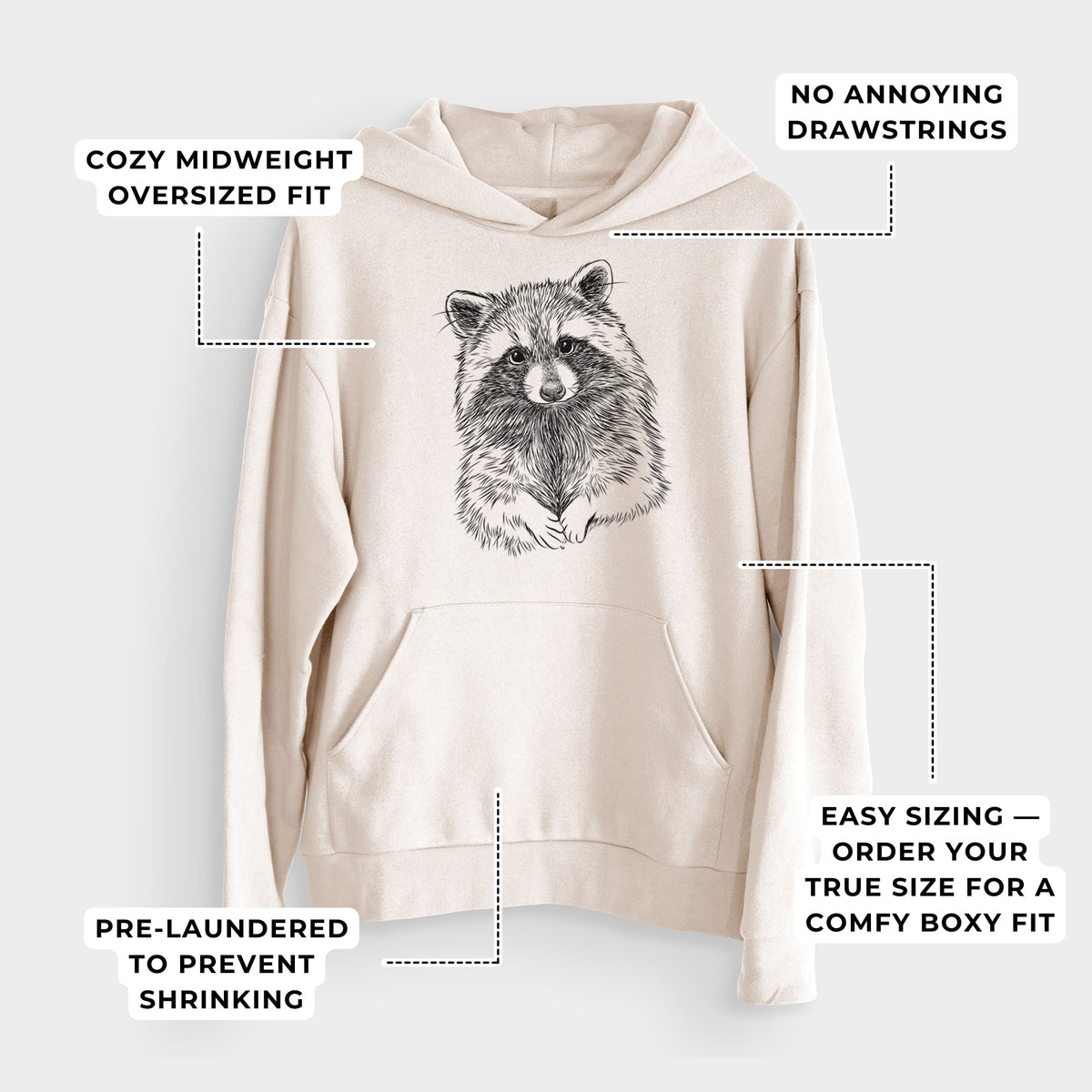 Raccoon - Procyon lotor  - Bodega Midweight Hoodie