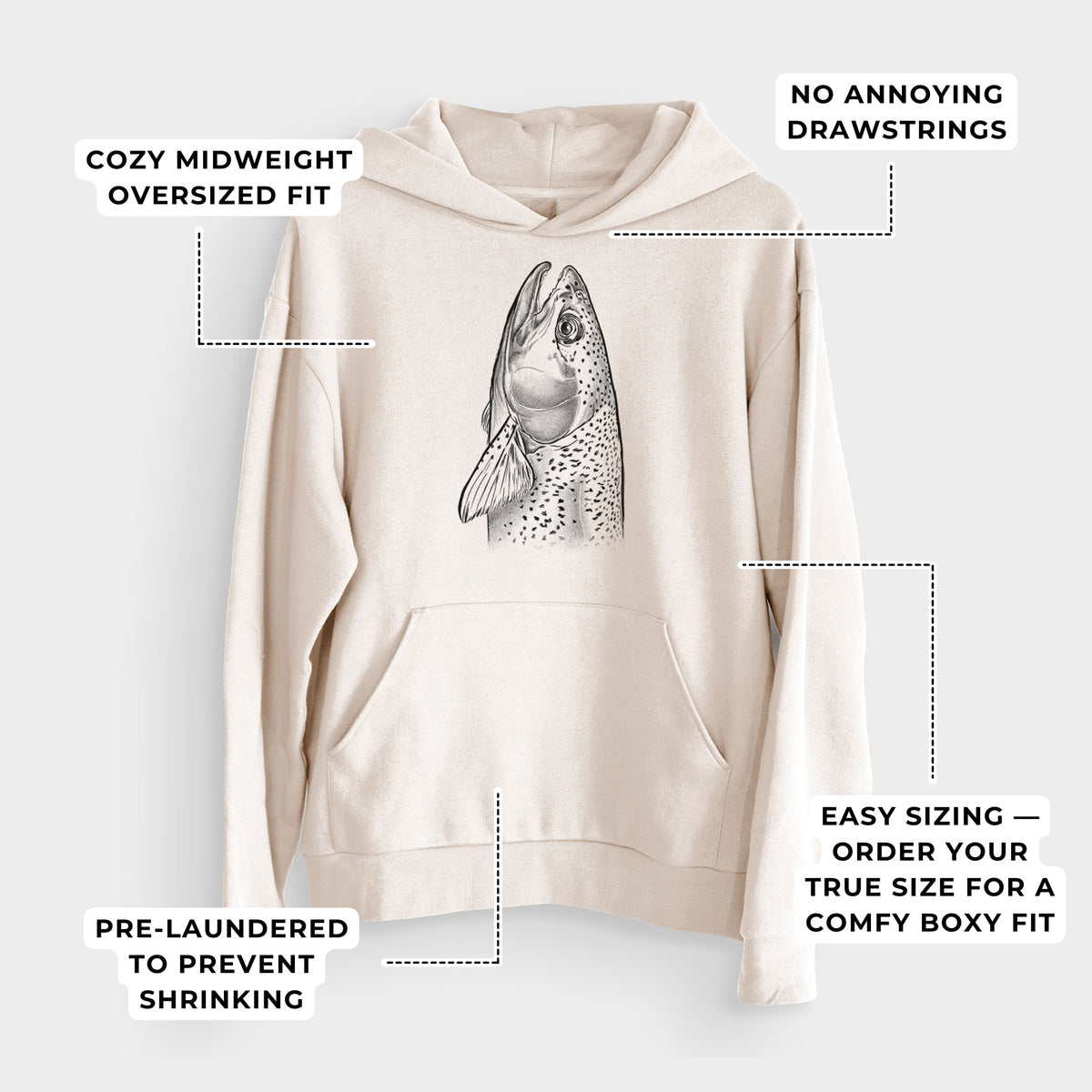 Rainbow Trout - Oncorhynchus mykiss  - Bodega Midweight Hoodie