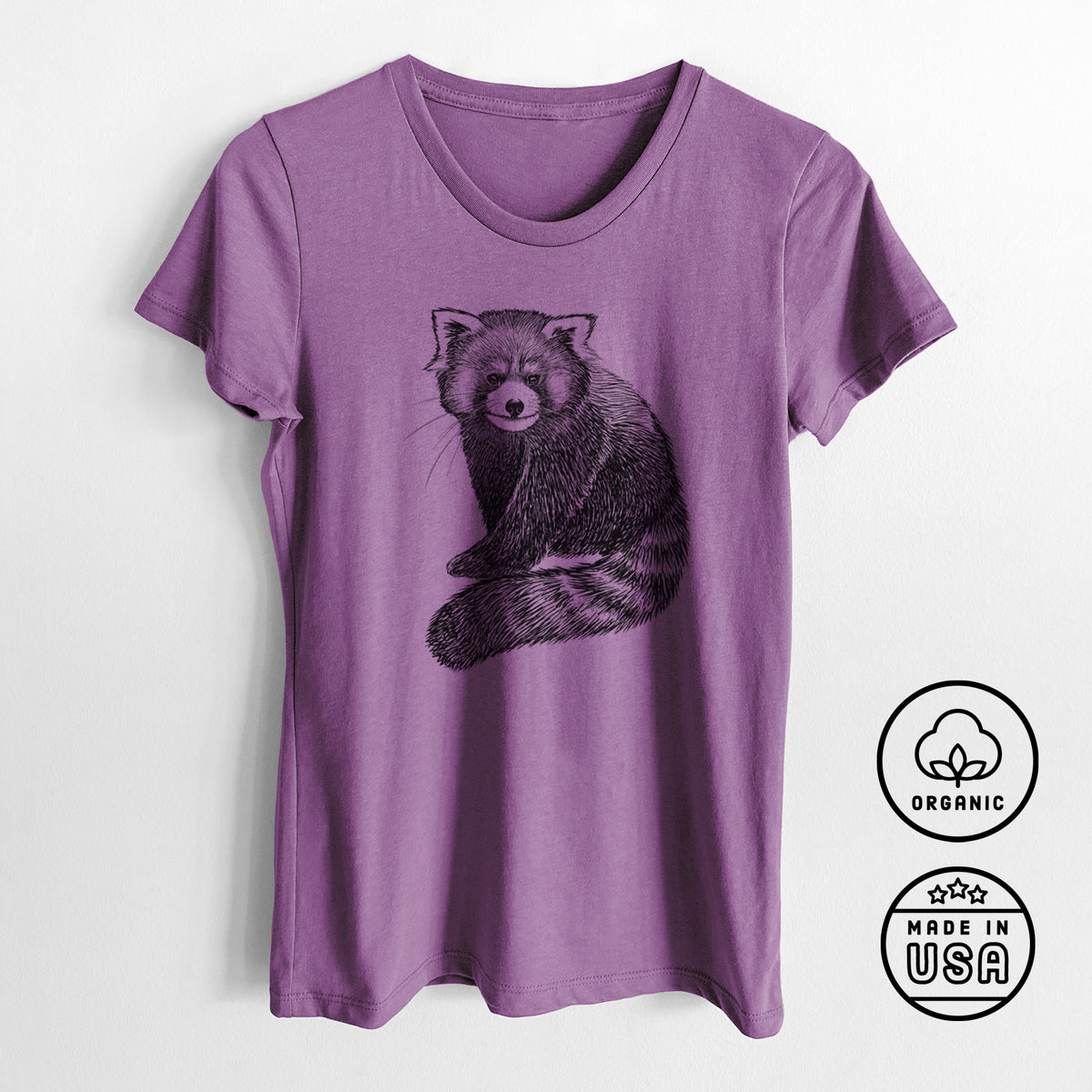 Red Panda - Ailurus fulgens styani - Women&#39;s Crewneck - Made in USA - 100% Organic Cotton