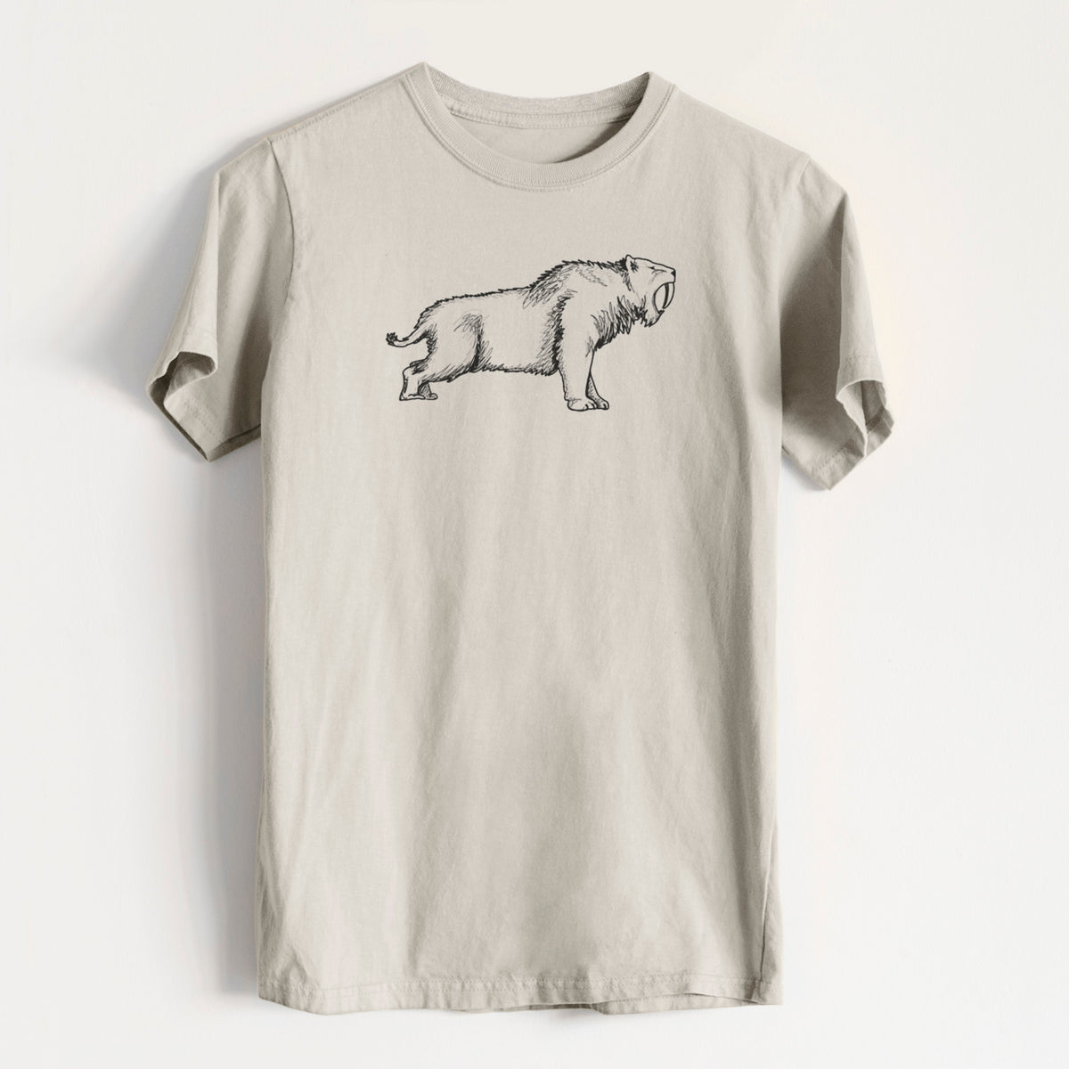 Saber-toothed Tiger - Smilodon - Heavyweight Men&#39;s 100% Organic Cotton Tee