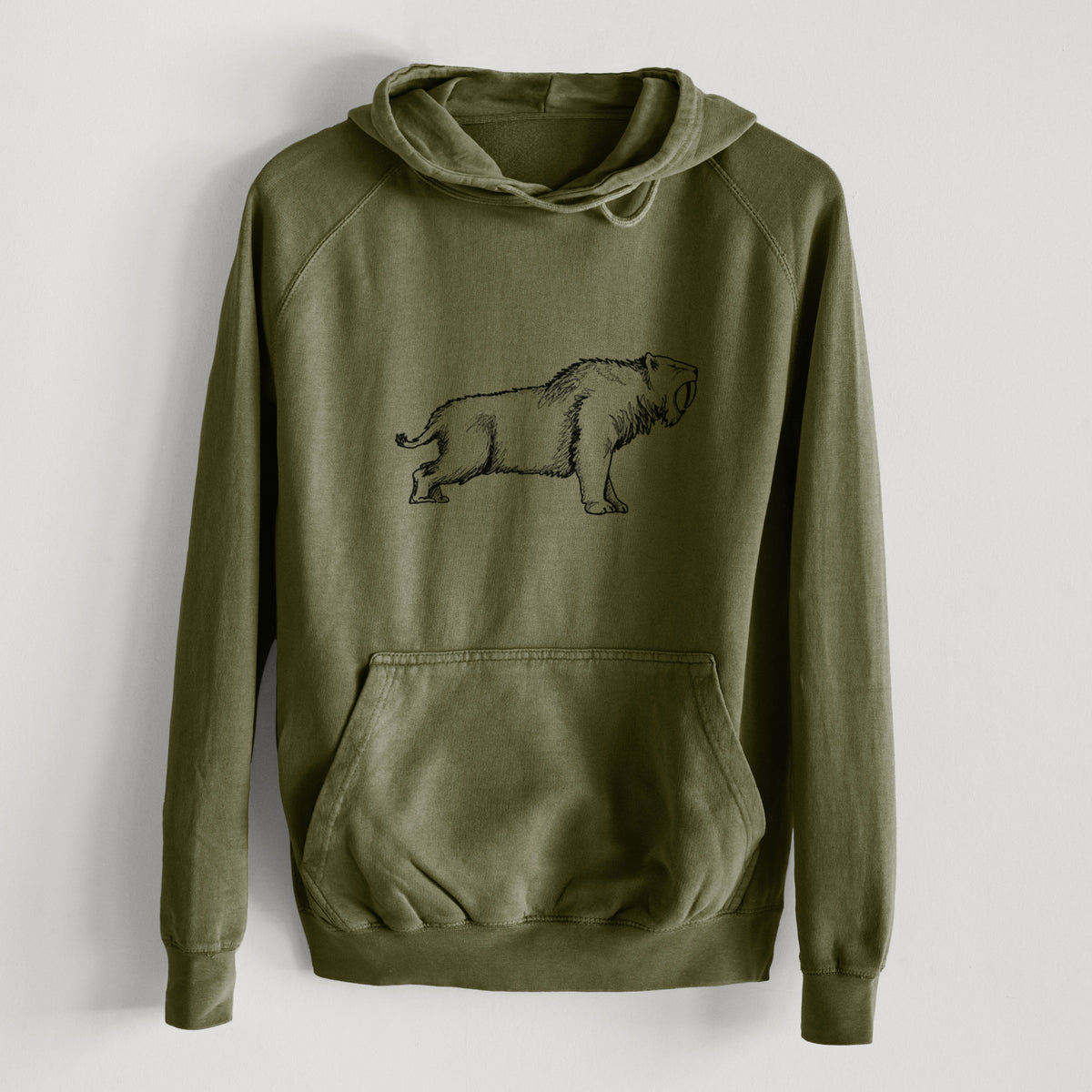 Saber-toothed Tiger - Smilodon  - Mid-Weight Unisex Vintage 100% Cotton Hoodie