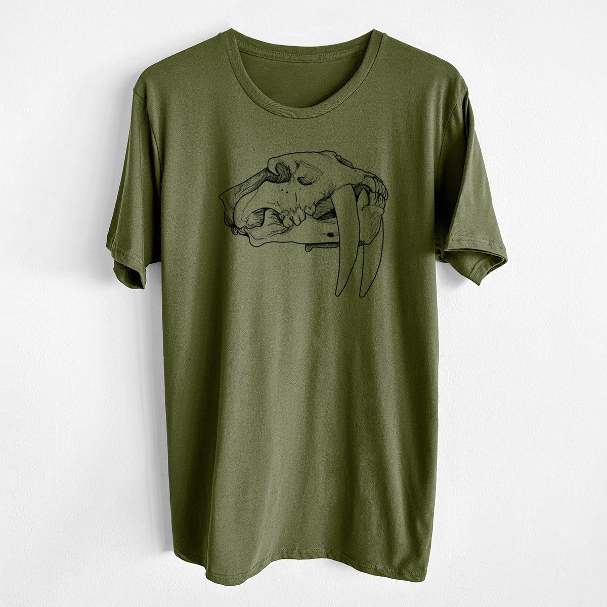 Saber-toothed Tiger Skull - Unisex Crewneck - Made in USA - 100% Organic Cotton