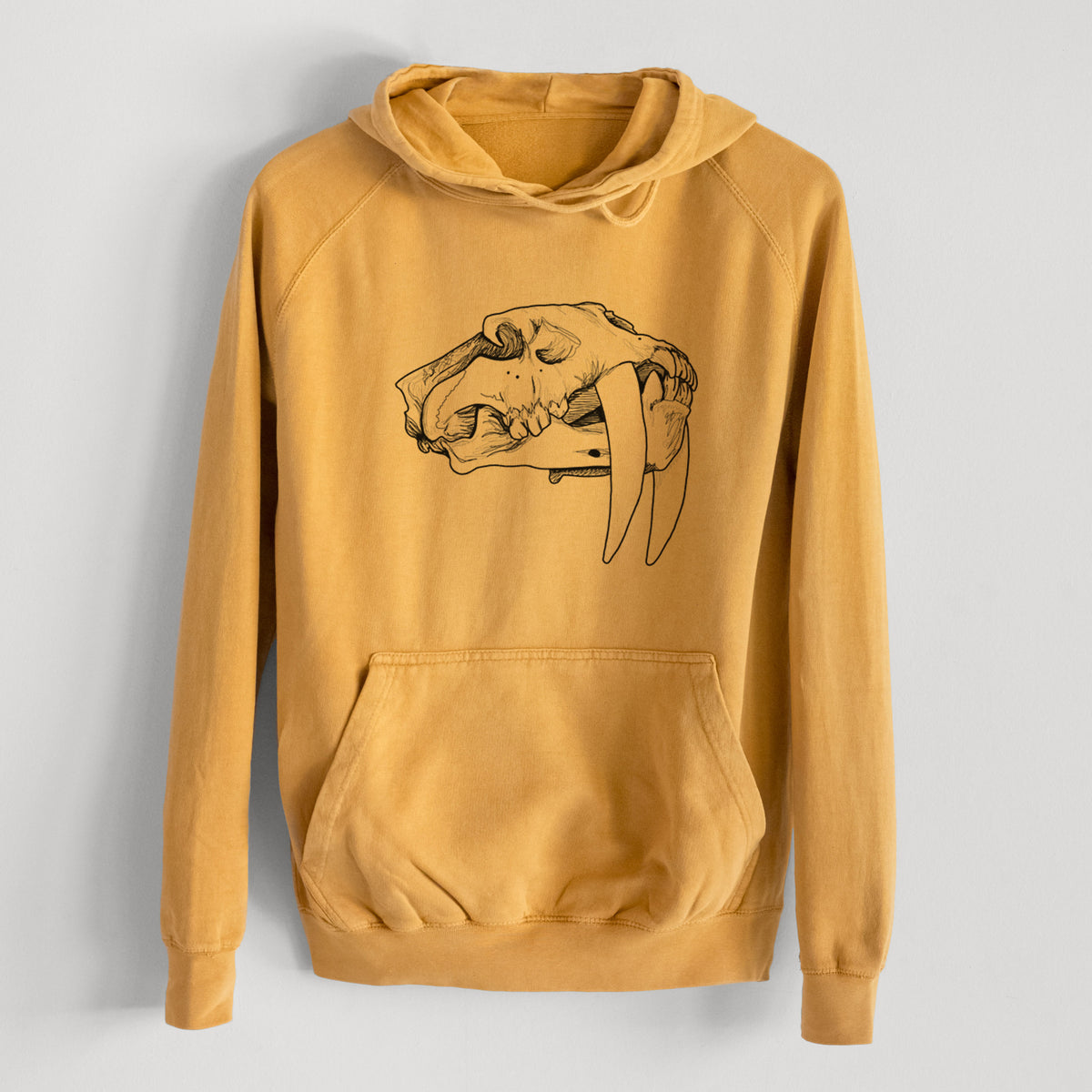 Saber-toothed Tiger Skull  - Mid-Weight Unisex Vintage 100% Cotton Hoodie