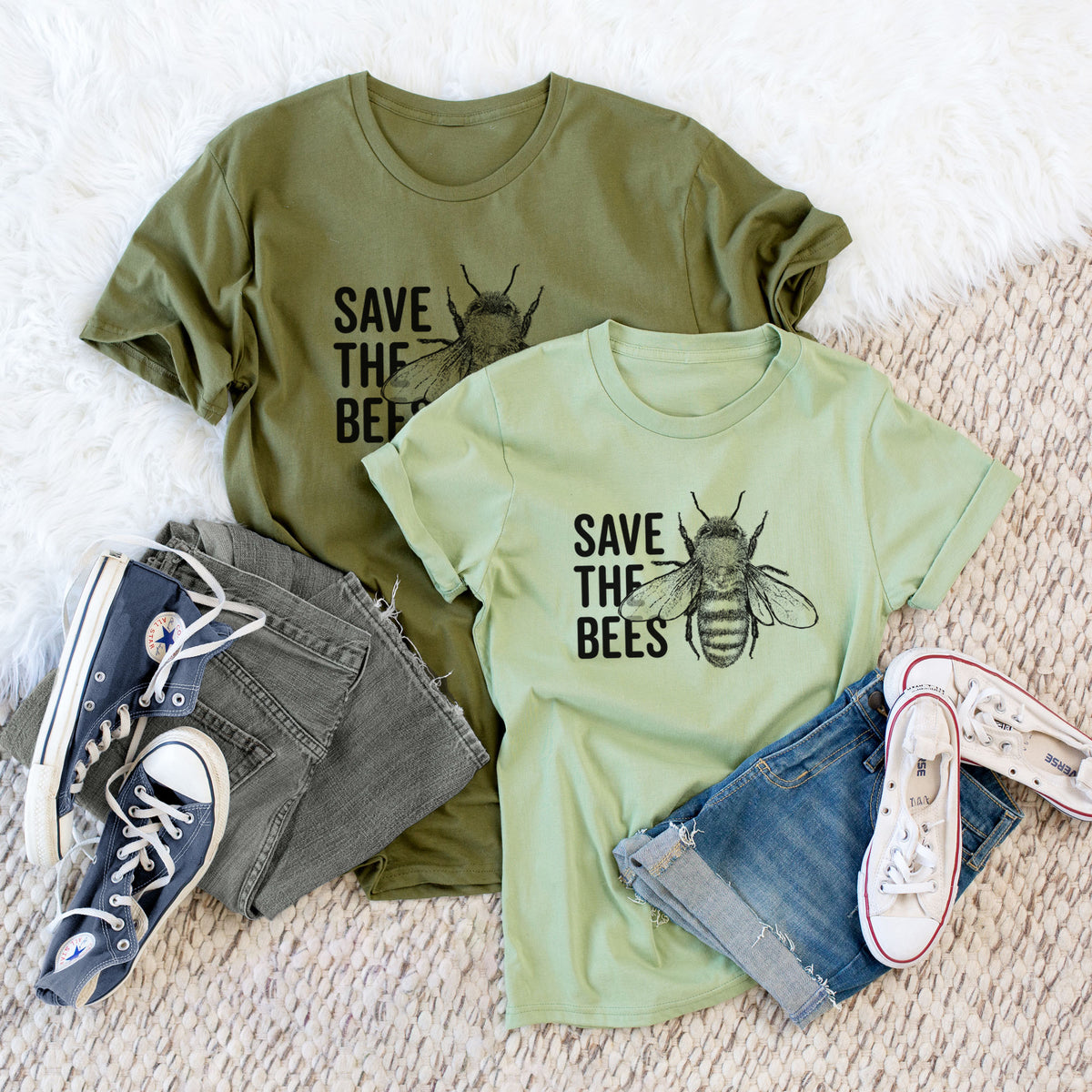 Save the Bees - Unisex Crewneck - Made in USA - 100% Organic Cotton