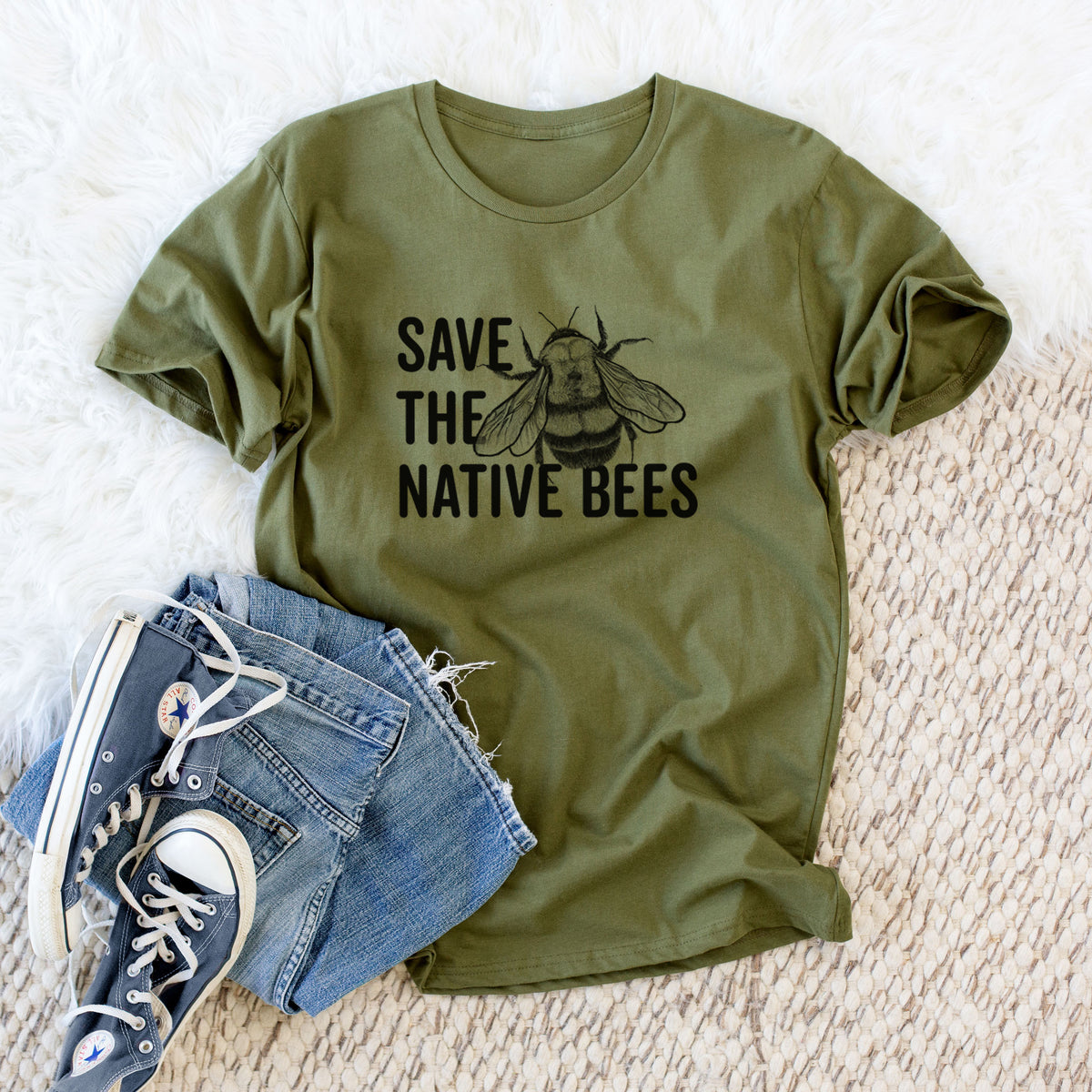 Save the Native Bees - Unisex Crewneck - Made in USA - 100% Organic Cotton