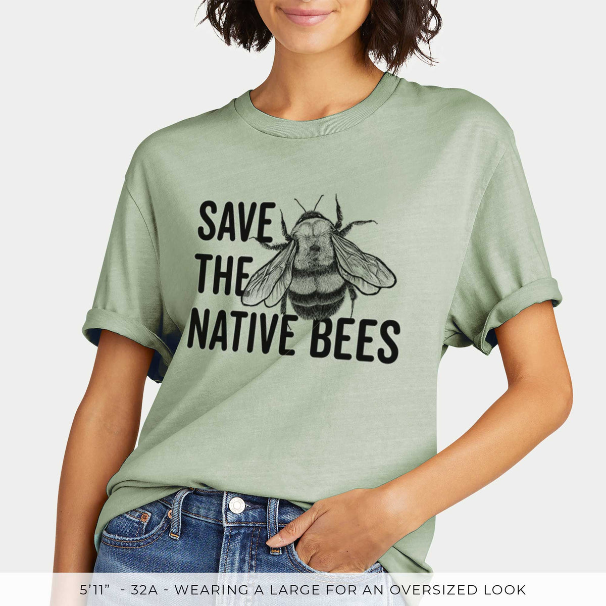 Save the Native Bees -  Mineral Wash 100% Organic Cotton Short Sleeve