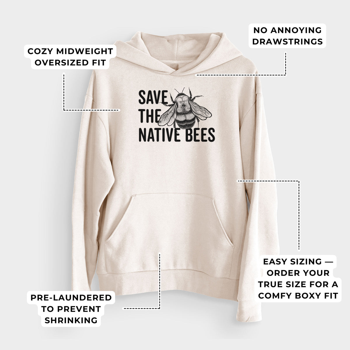 Save the Native Bees  - Bodega Midweight Hoodie