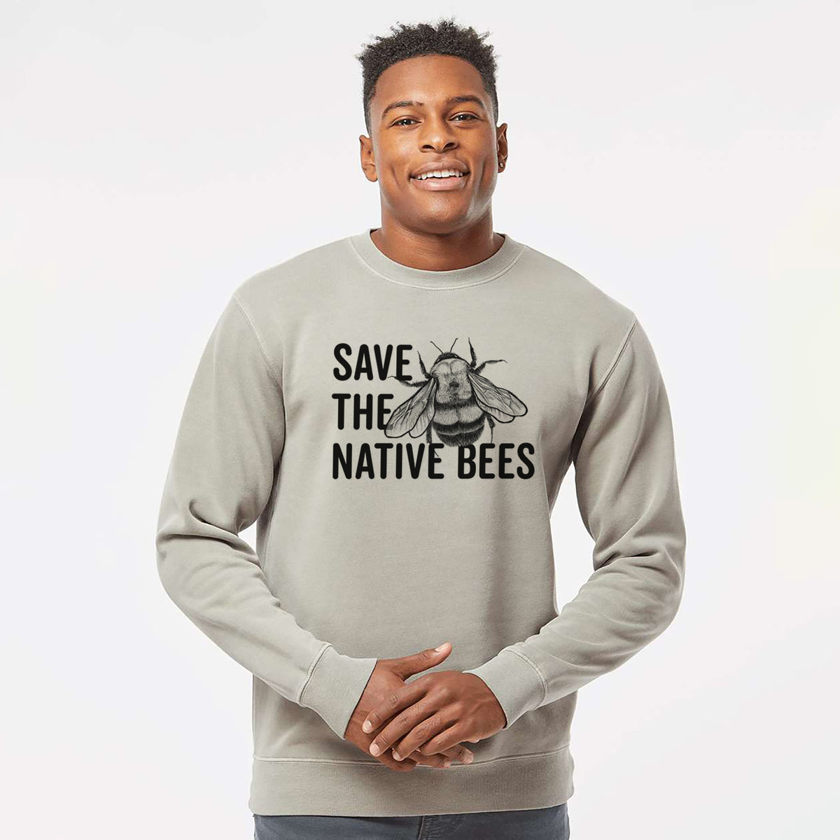 Save the Native Bees - Unisex Pigment Dyed Crew Sweatshirt