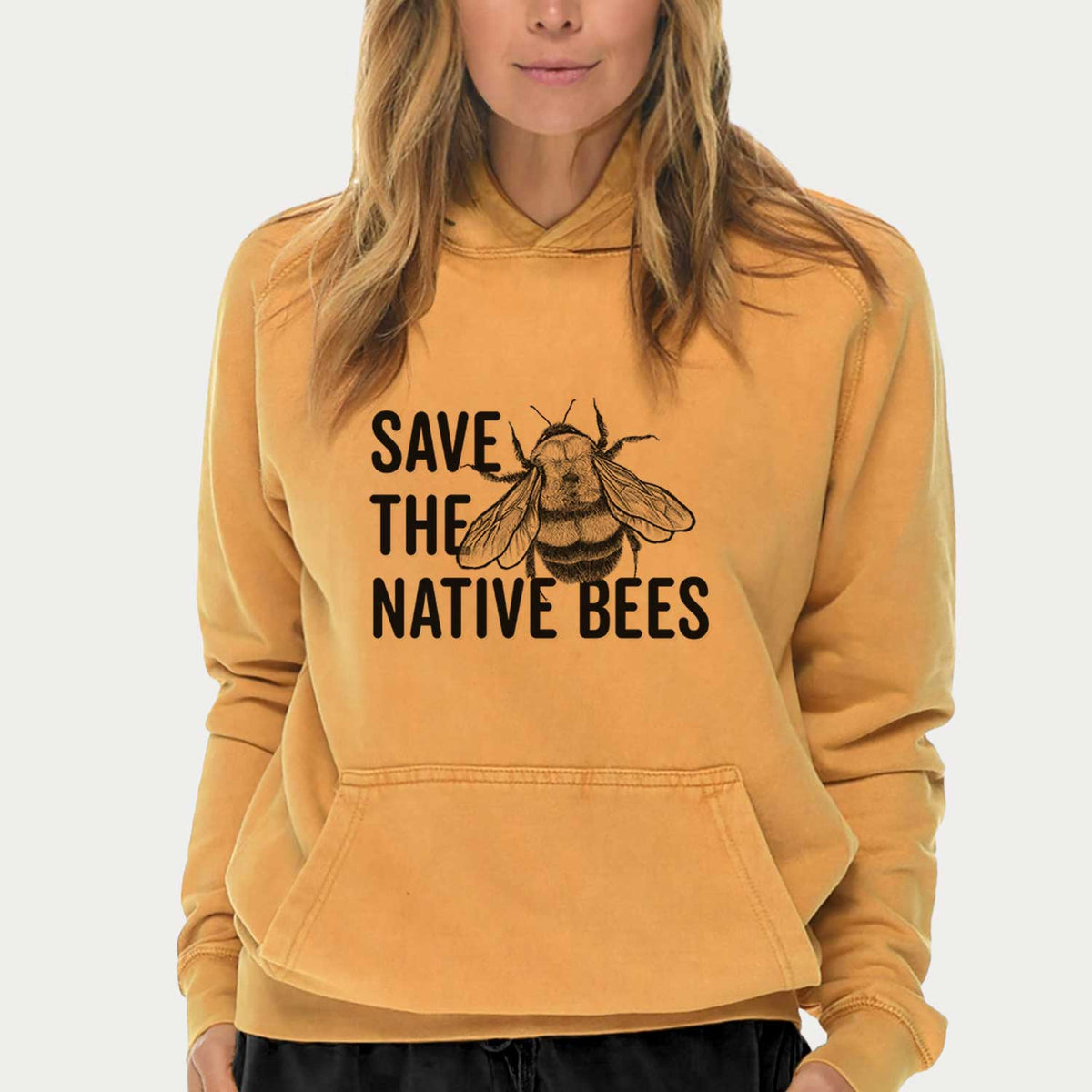 Save the Native Bees  - Mid-Weight Unisex Vintage 100% Cotton Hoodie