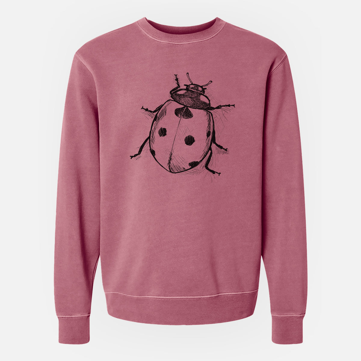 Coccinella septempunctata - Seven-spot Ladybird Ladybug - Unisex Pigment Dyed Crew Sweatshirt
