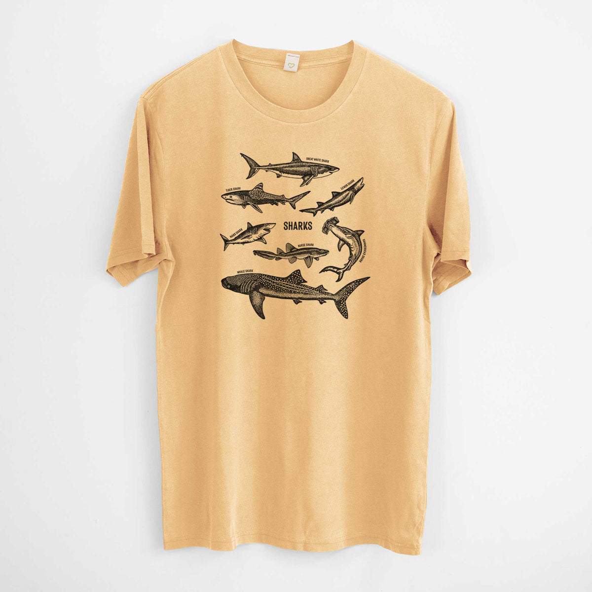 Shark Chart -  Mineral Wash 100% Organic Cotton Short Sleeve