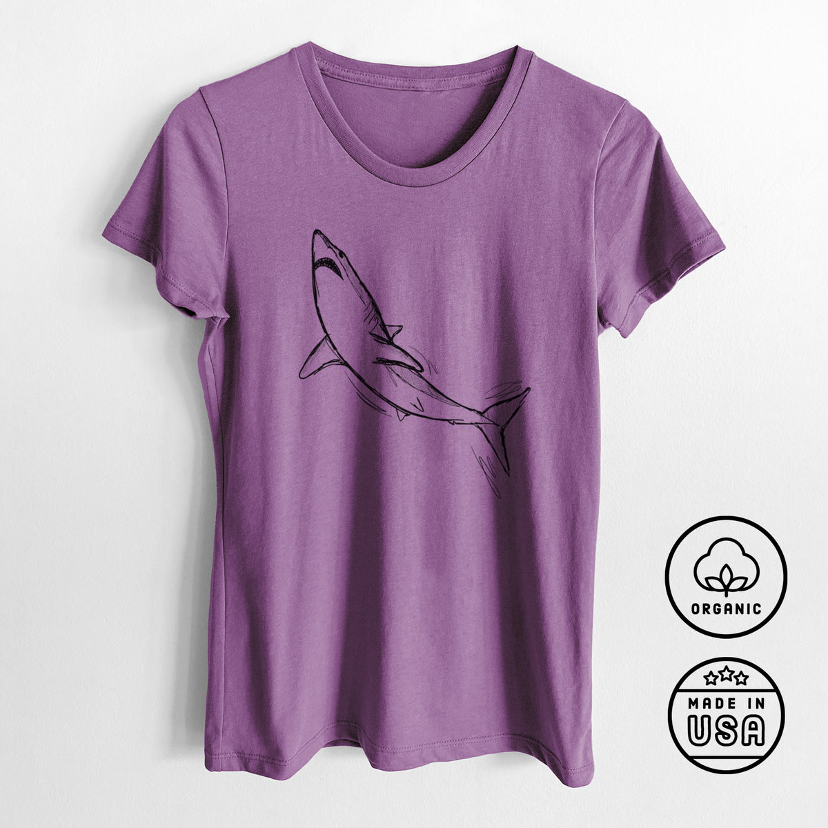 Shortfin Mako Shark - Women&#39;s Crewneck - Made in USA - 100% Organic Cotton