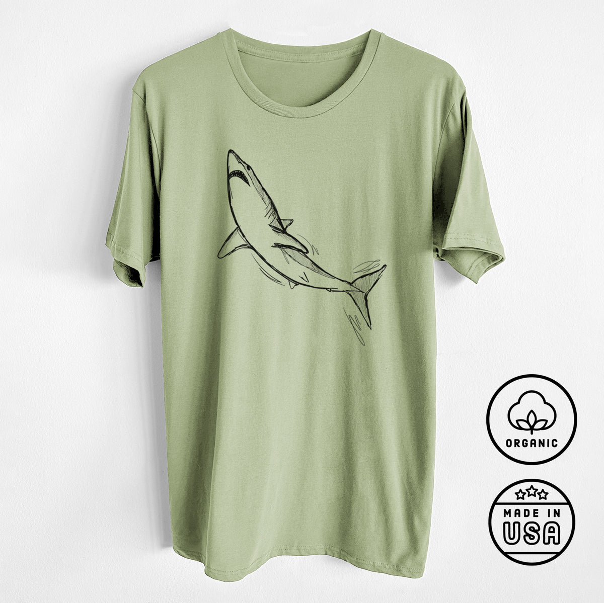 Shortfin Mako Shark - Unisex Crewneck - Made in USA - 100% Organic Cotton
