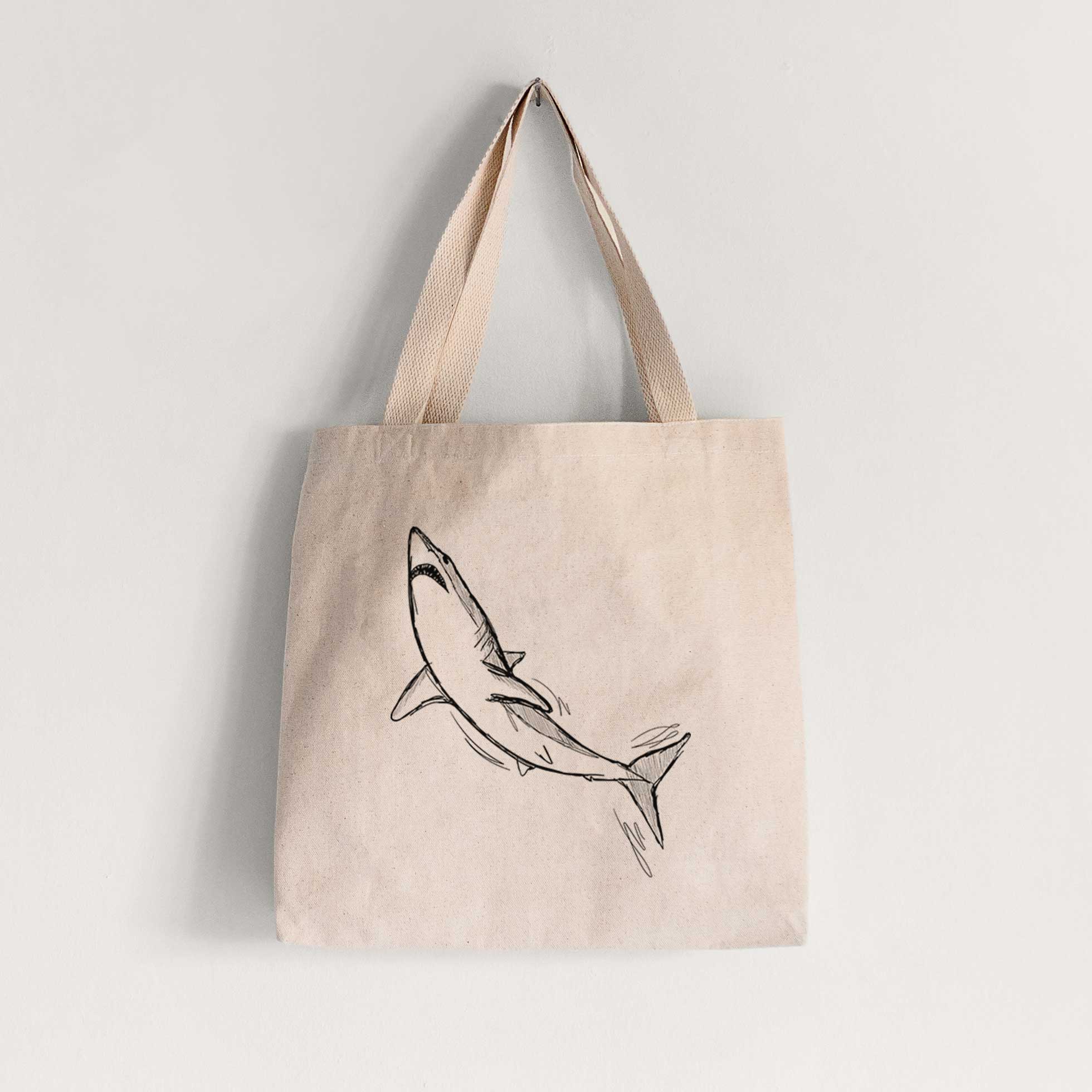 Nature Tote Bags - 100% Cotton Tote Bags  BeCause Tees Tagged Shark -  Because Tees