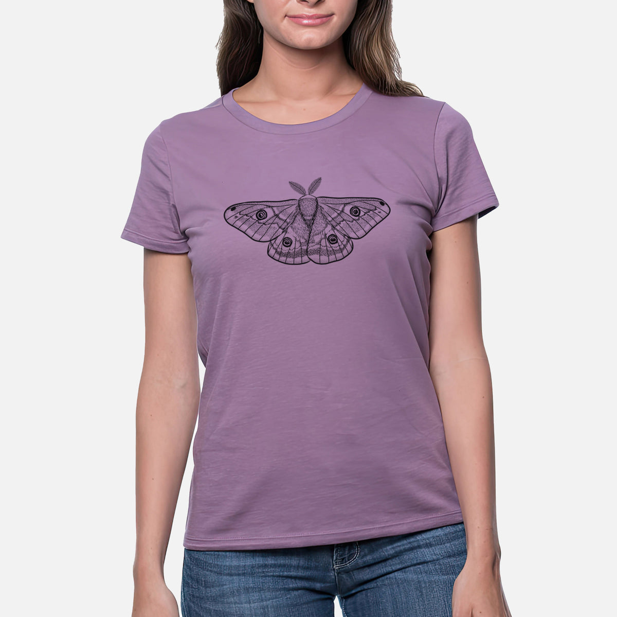 Saturnia pavonia - Small Emperor Moth - Women&#39;s Crewneck - Made in USA - 100% Organic Cotton