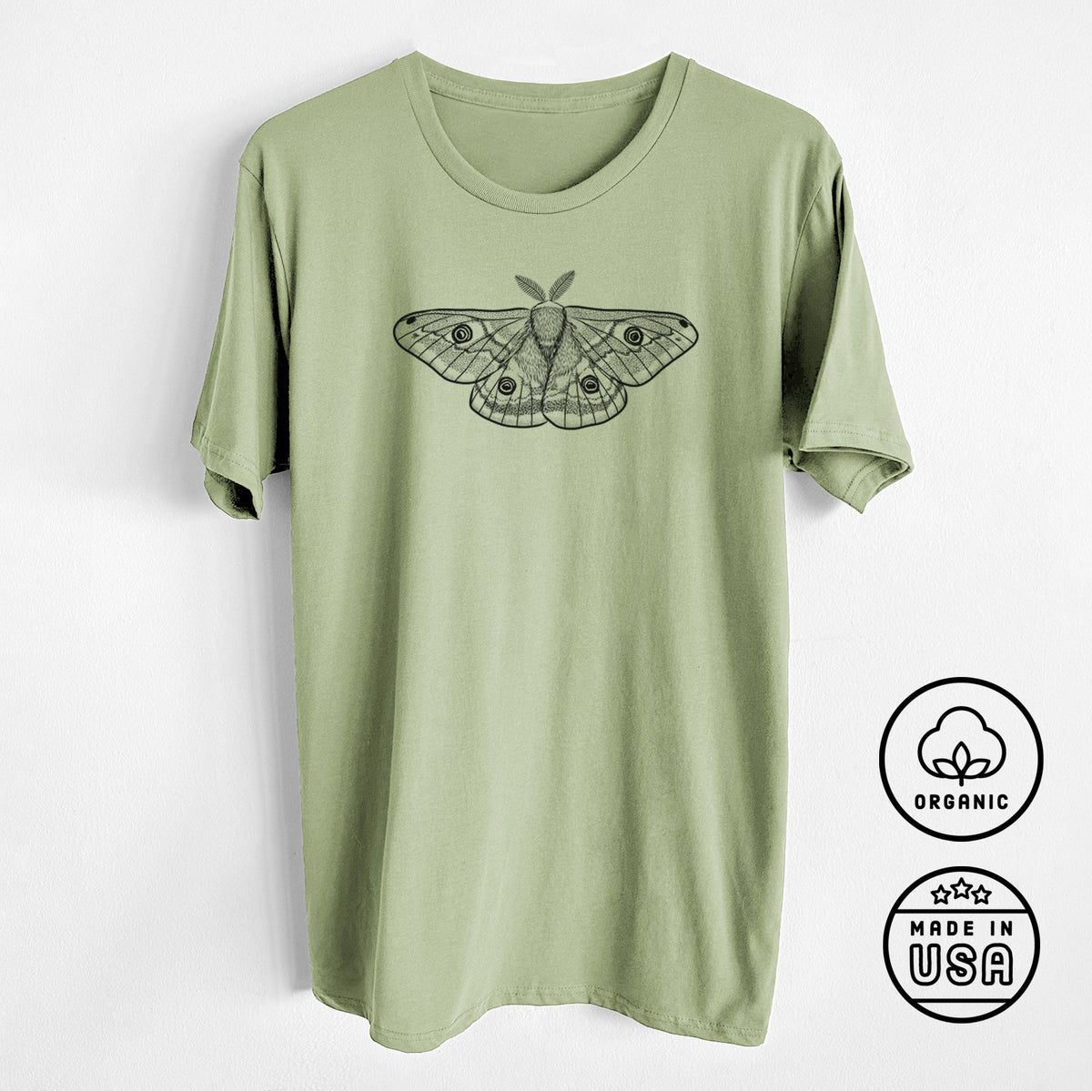 Saturnia pavonia - Small Emperor Moth - Unisex Crewneck - Made in USA - 100% Organic Cotton