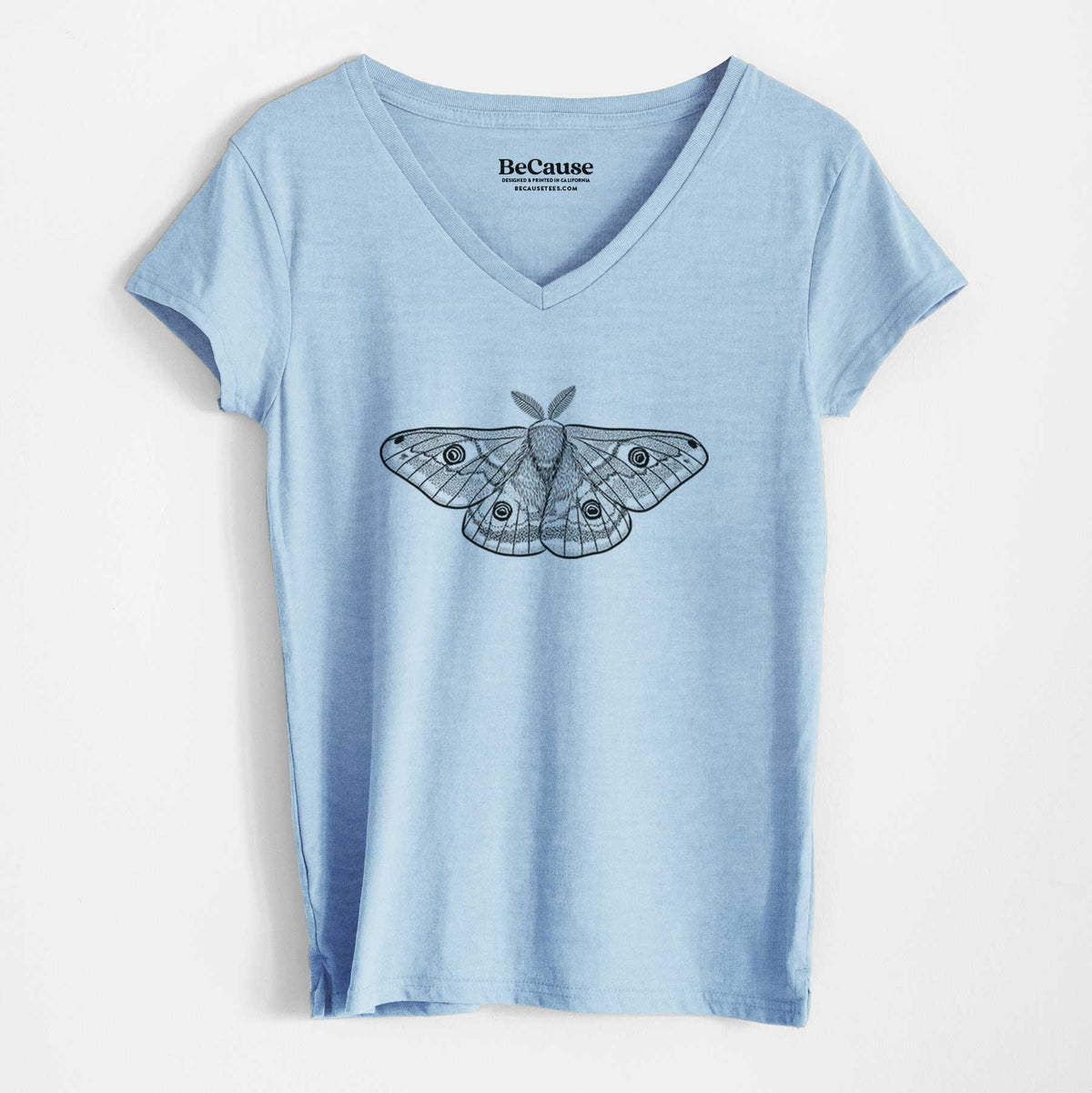 Saturnia pavonia - Small Emperor Moth - Women&#39;s 100% Recycled V-neck