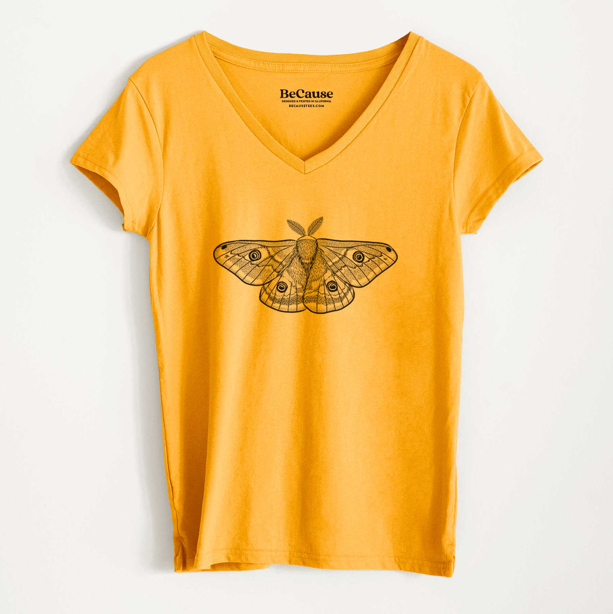 Saturnia pavonia - Small Emperor Moth - Women&#39;s 100% Recycled V-neck