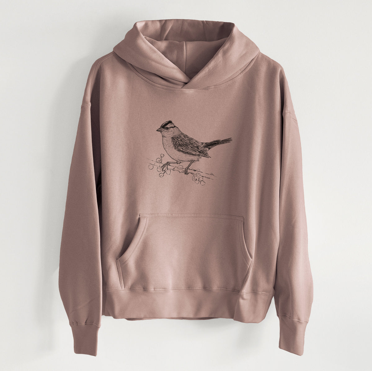 White-crowned Sparrow - Zonotrichia leucophrys - Women&#39;s Heavyweight Relaxed Hoodie