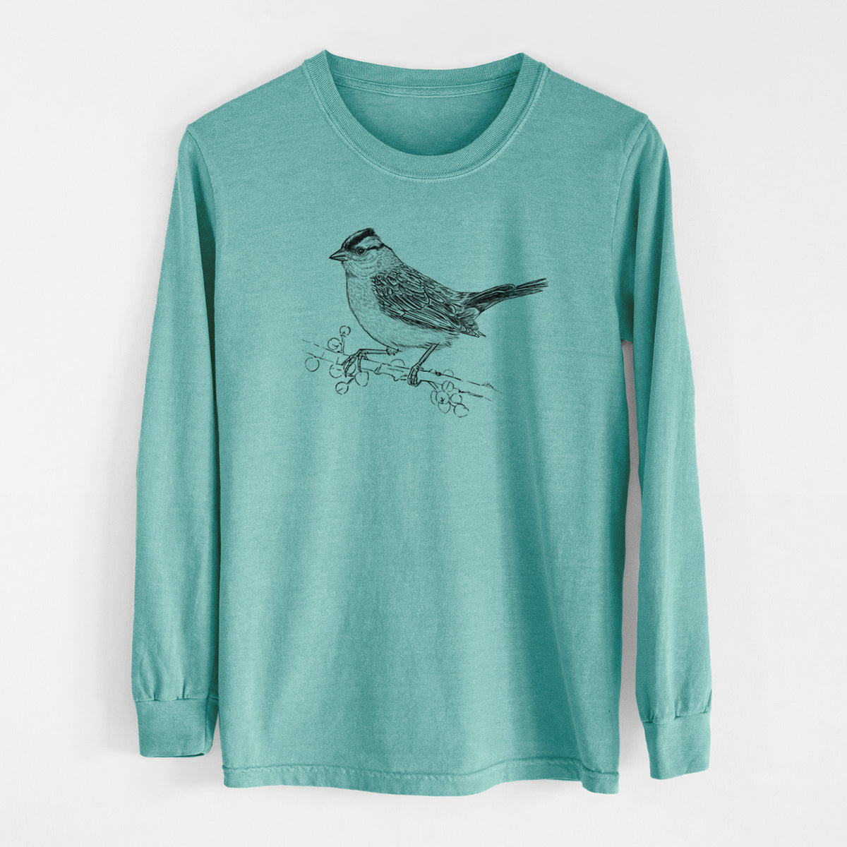 White-crowned Sparrow - Zonotrichia leucophrys - Heavyweight 100% Cotton Long Sleeve