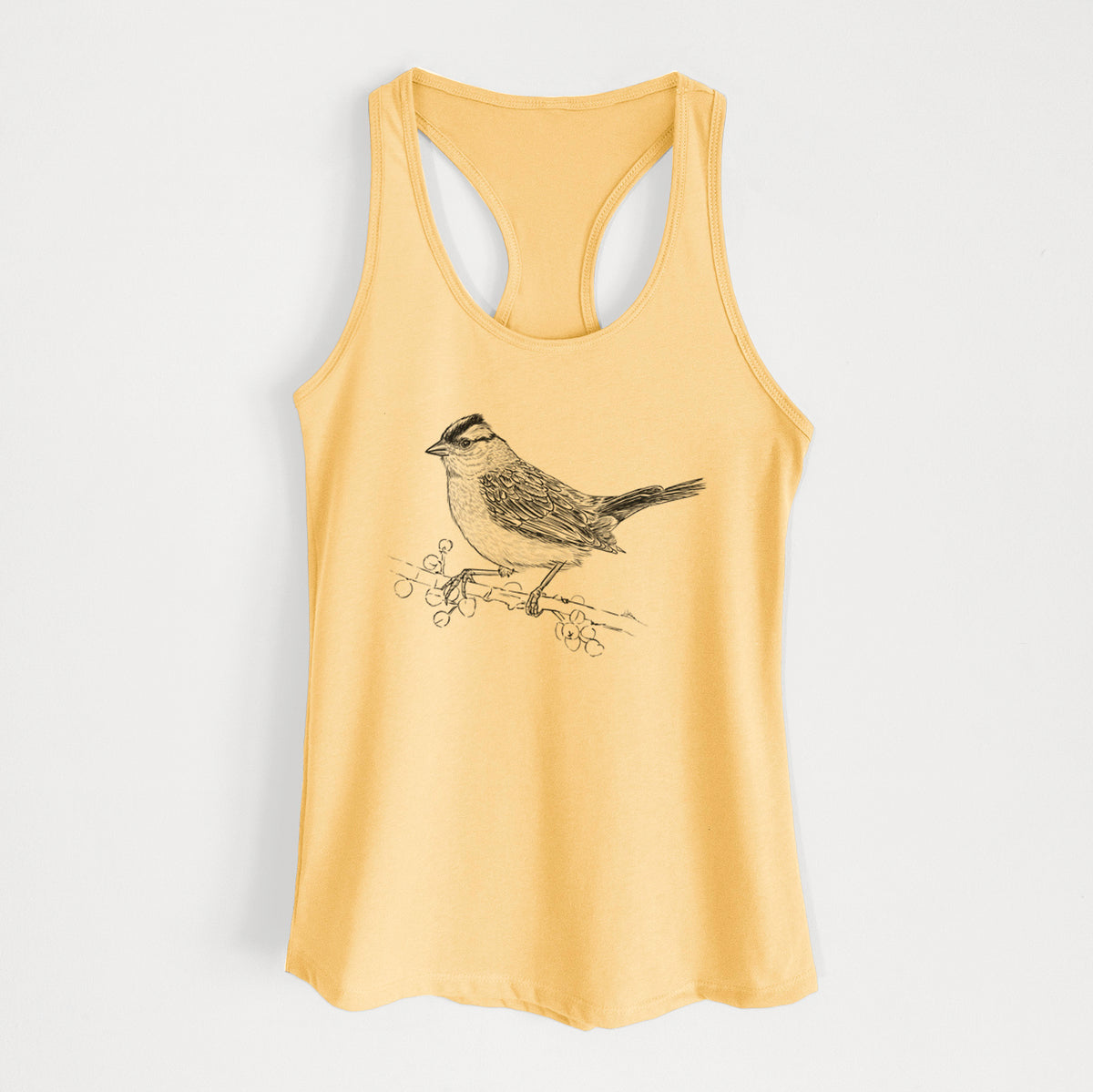 White-crowned Sparrow - Zonotrichia leucophrys - Women&#39;s Racerback Tanktop