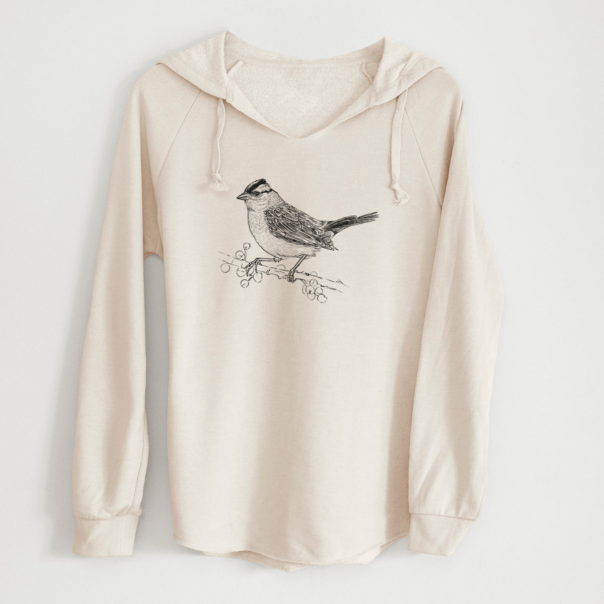 White-crowned Sparrow - Zonotrichia leucophrys - Cali Wave Hooded Sweatshirt