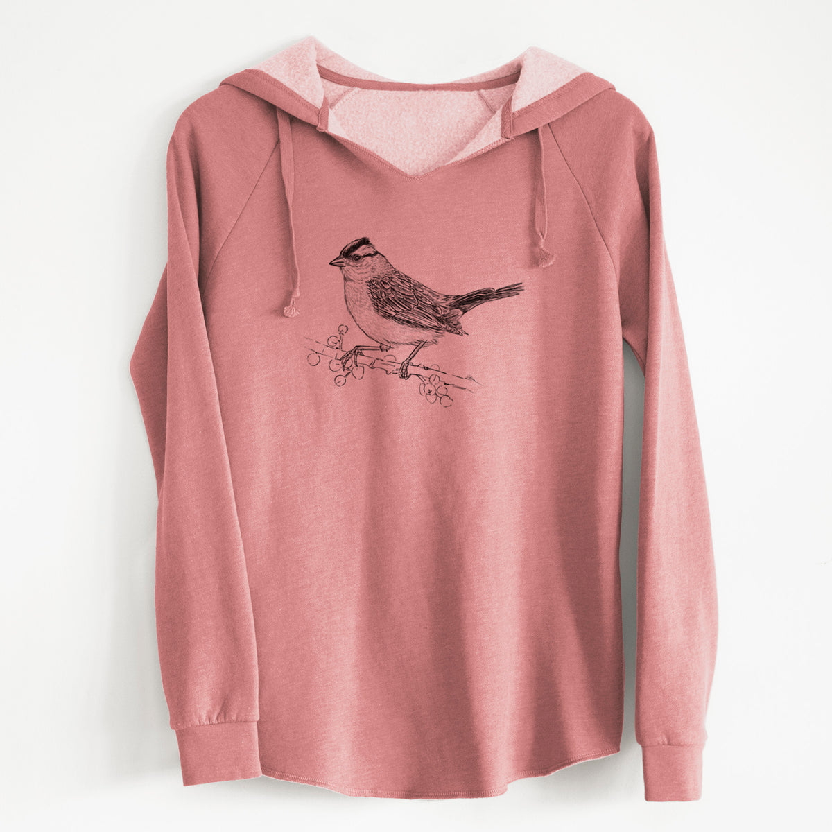 White-crowned Sparrow - Zonotrichia leucophrys - Cali Wave Hooded Sweatshirt