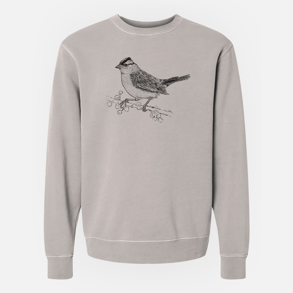White-crowned Sparrow - Zonotrichia leucophrys - Unisex Pigment Dyed Crew Sweatshirt