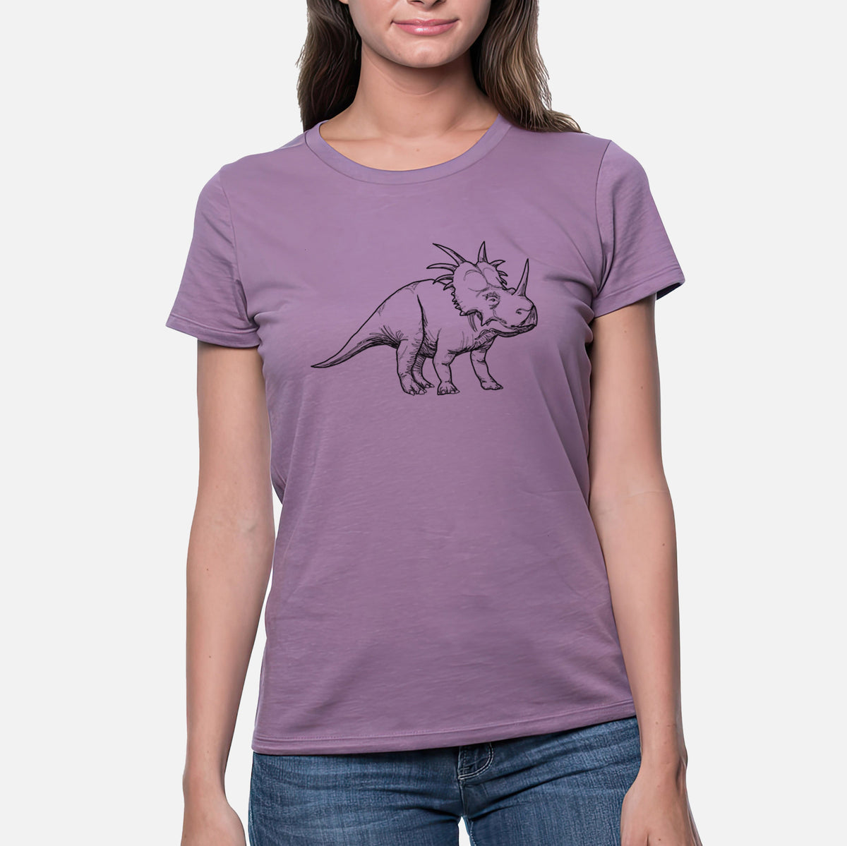 Styracosaurus Albertensis - Women&#39;s Crewneck - Made in USA - 100% Organic Cotton