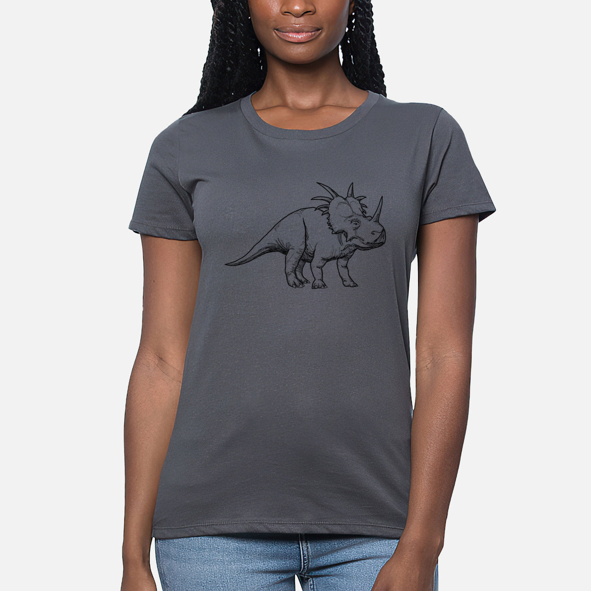 Styracosaurus Albertensis - Women&#39;s Crewneck - Made in USA - 100% Organic Cotton