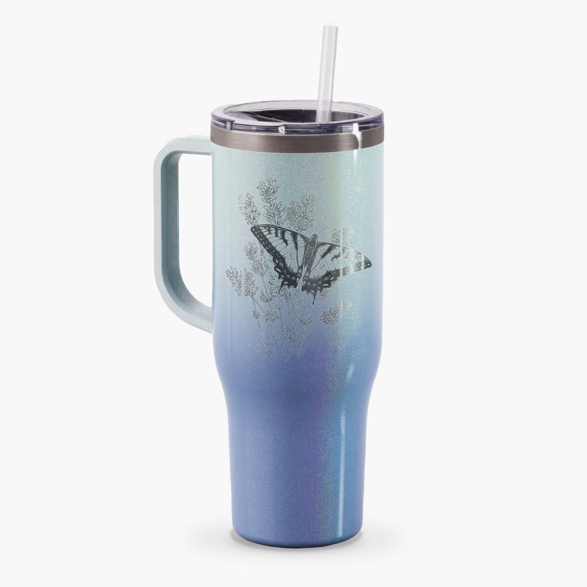 Eastern Tiger Swallowtail with Lavender - 40oz Tumbler with Handle