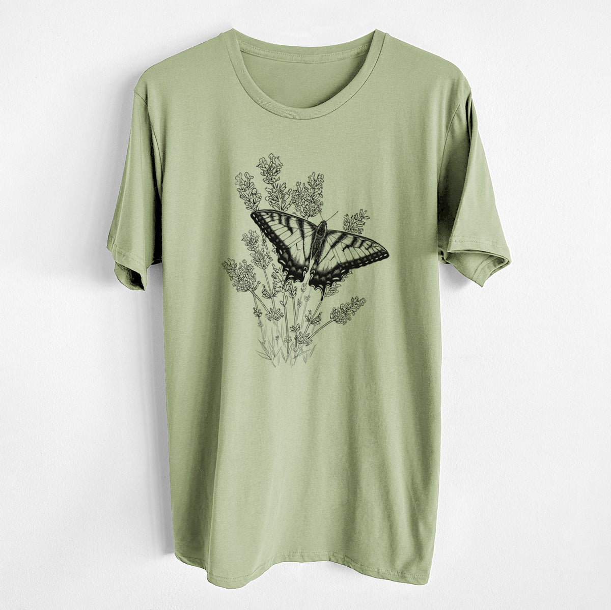 Eastern Tiger Swallowtail with Lavender - Unisex Crewneck - Made in USA - 100% Organic Cotton