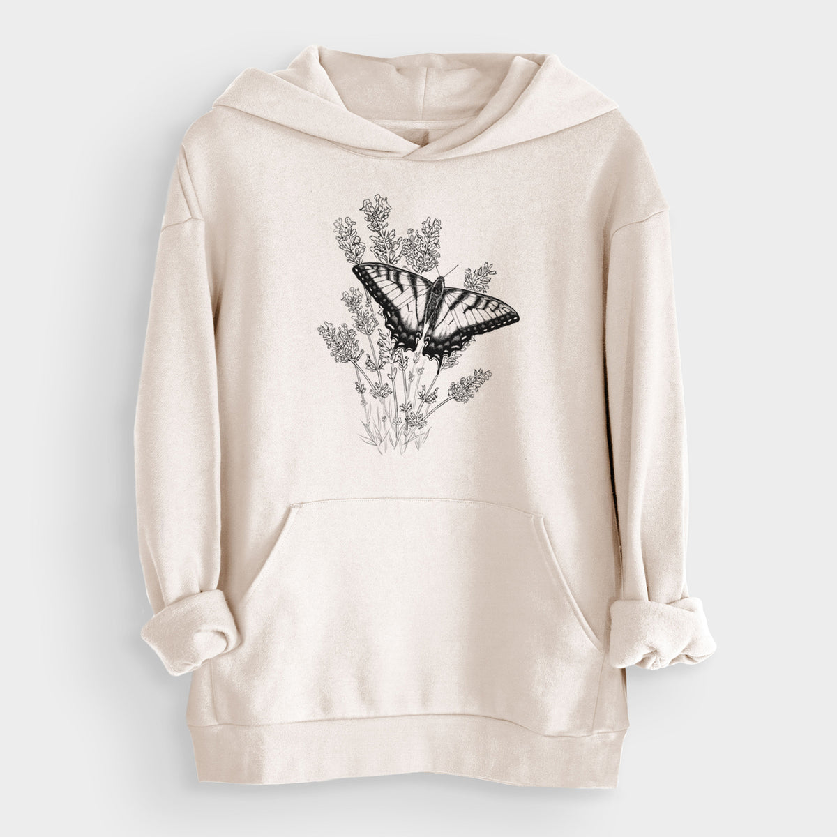 Eastern Tiger Swallowtail with Lavender  - Bodega Midweight Hoodie