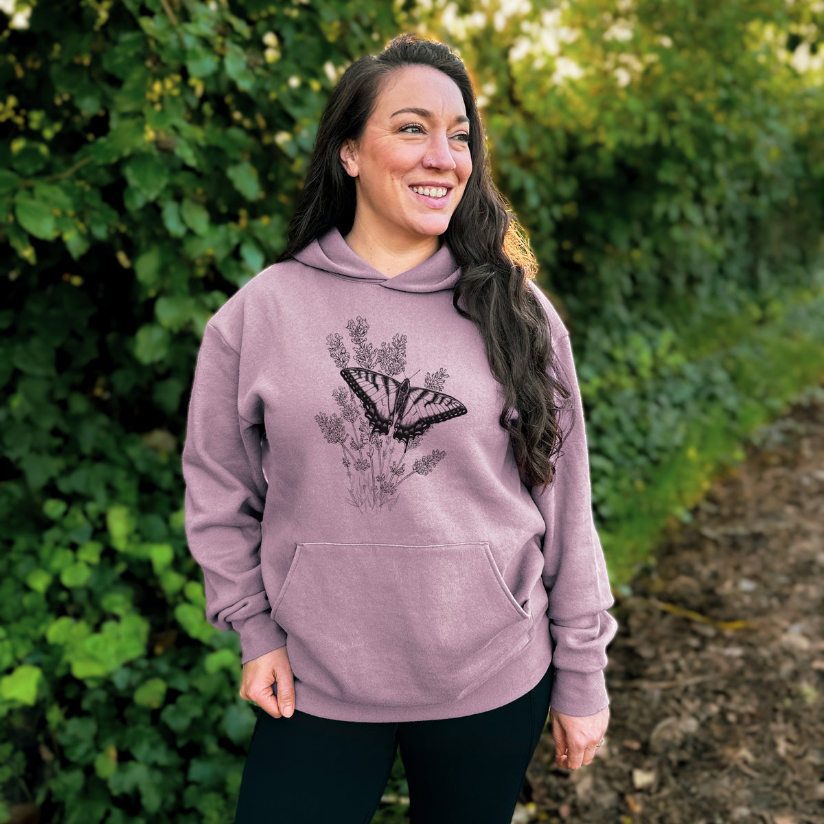 Eastern Tiger Swallowtail with Lavender  - Bodega Midweight Hoodie