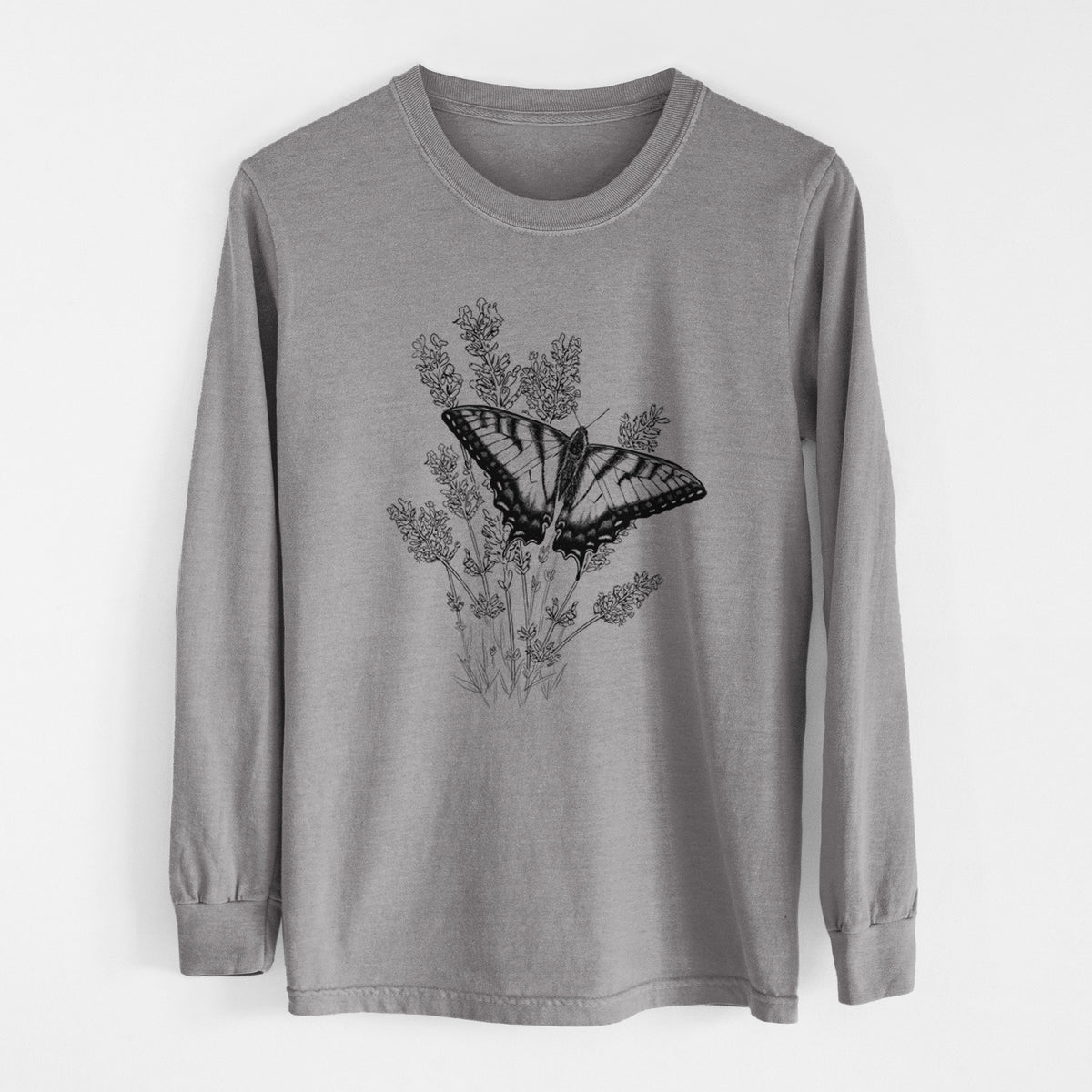 Eastern Tiger Swallowtail with Lavender - Heavyweight 100% Cotton Long Sleeve