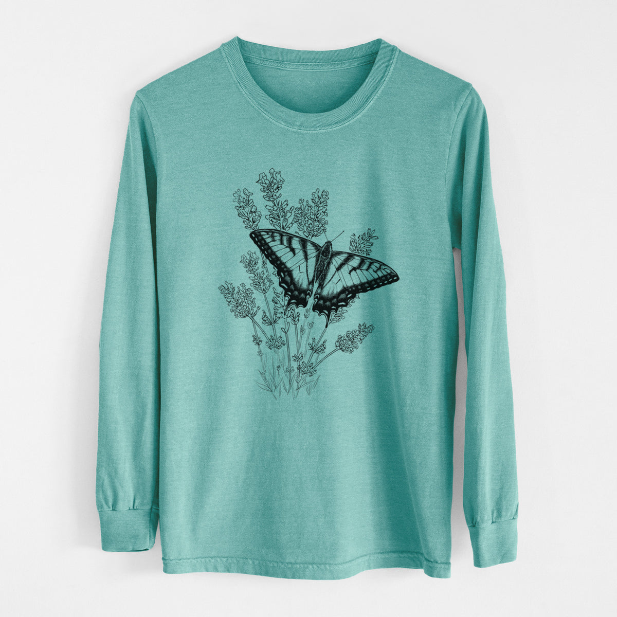 Eastern Tiger Swallowtail with Lavender - Heavyweight 100% Cotton Long Sleeve