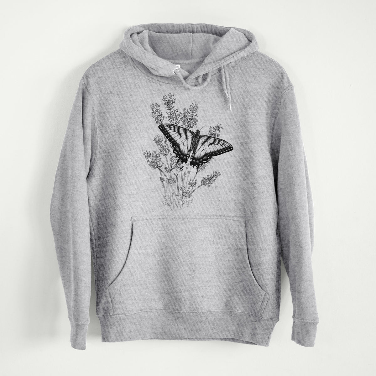Eastern Tiger Swallowtail with Lavender  - Mid-Weight Unisex Premium Blend Hoodie