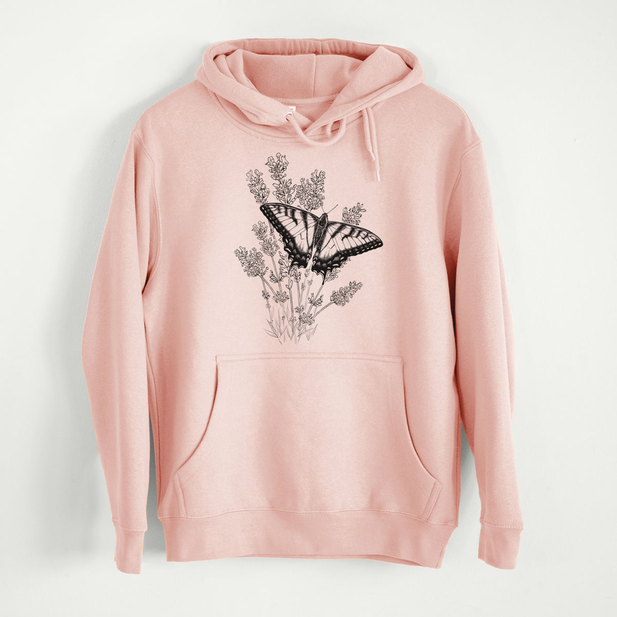Eastern Tiger Swallowtail with Lavender  - Mid-Weight Unisex Premium Blend Hoodie