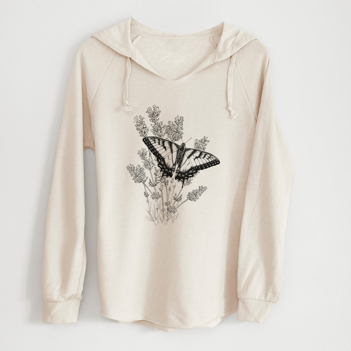 Eastern Tiger Swallowtail with Lavender - Cali Wave Hooded Sweatshirt