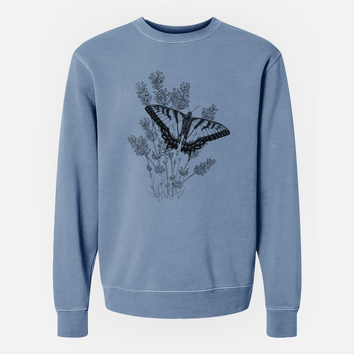 Eastern Tiger Swallowtail with Lavender - Unisex Pigment Dyed Crew Sweatshirt