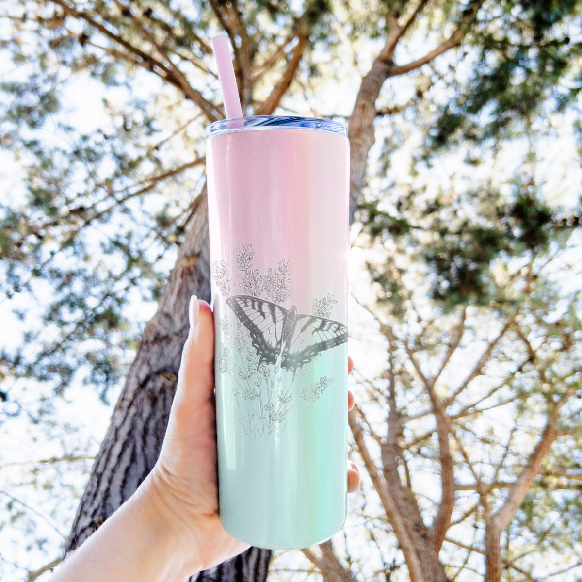 Eastern Tiger Swallowtail with Lavender - 20oz Skinny Tumbler