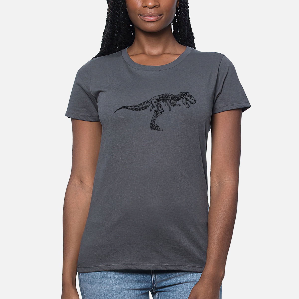 Tyrannosaurus Rex Skeleton - Women&#39;s Crewneck - Made in USA - 100% Organic Cotton