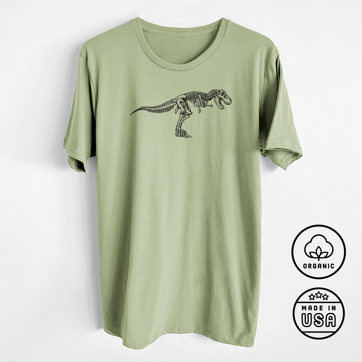 Tyrannosaurus Rex Skeleton - Unisex Crewneck - Made in USA - 100% Organic Cotton