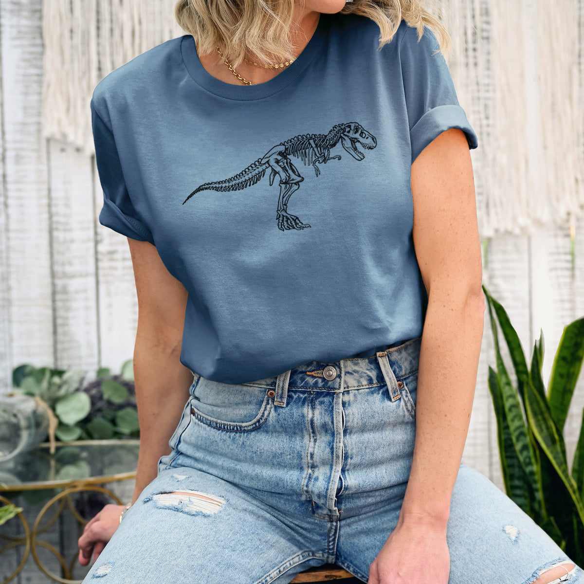 Tyrannosaurus Rex Skeleton - Lightweight 100% Cotton Unisex Crewneck