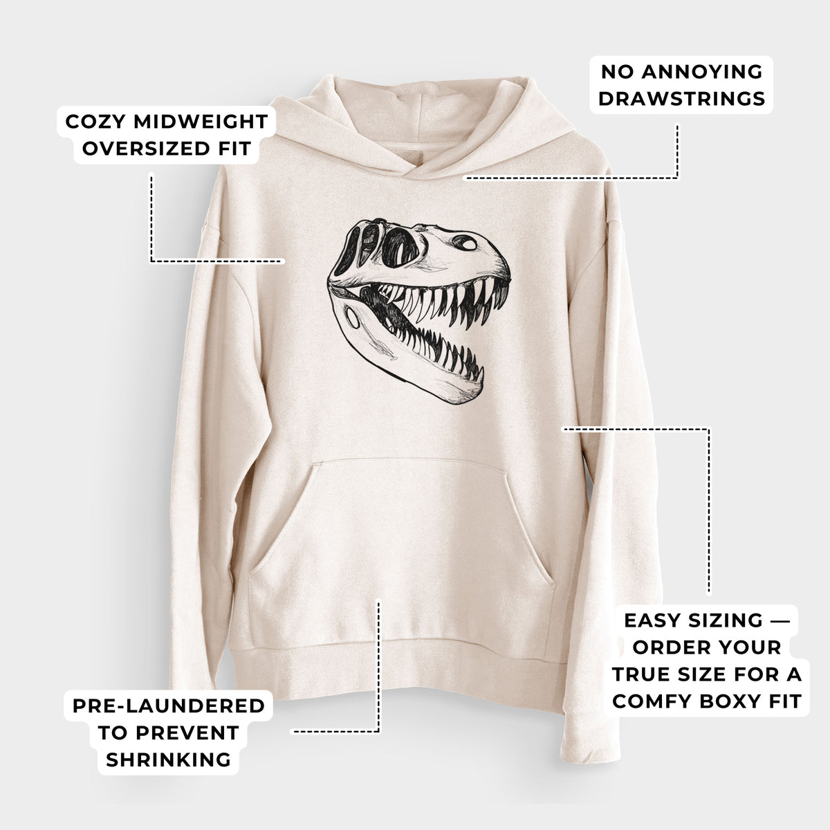 Tyrannosaurus Rex Skull  - Bodega Midweight Hoodie