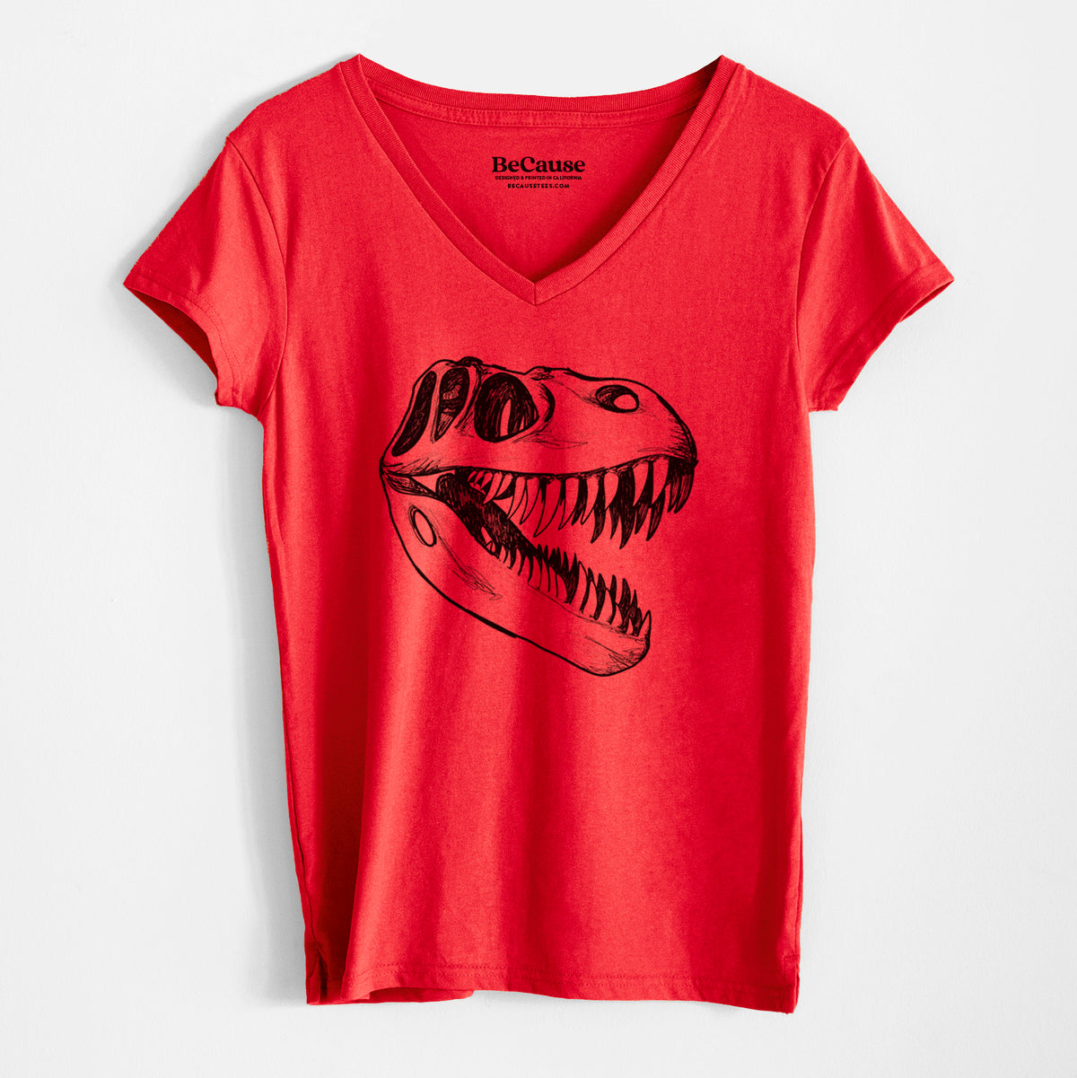 Tyrannosaurus Rex Skull - Women&#39;s 100% Recycled V-neck