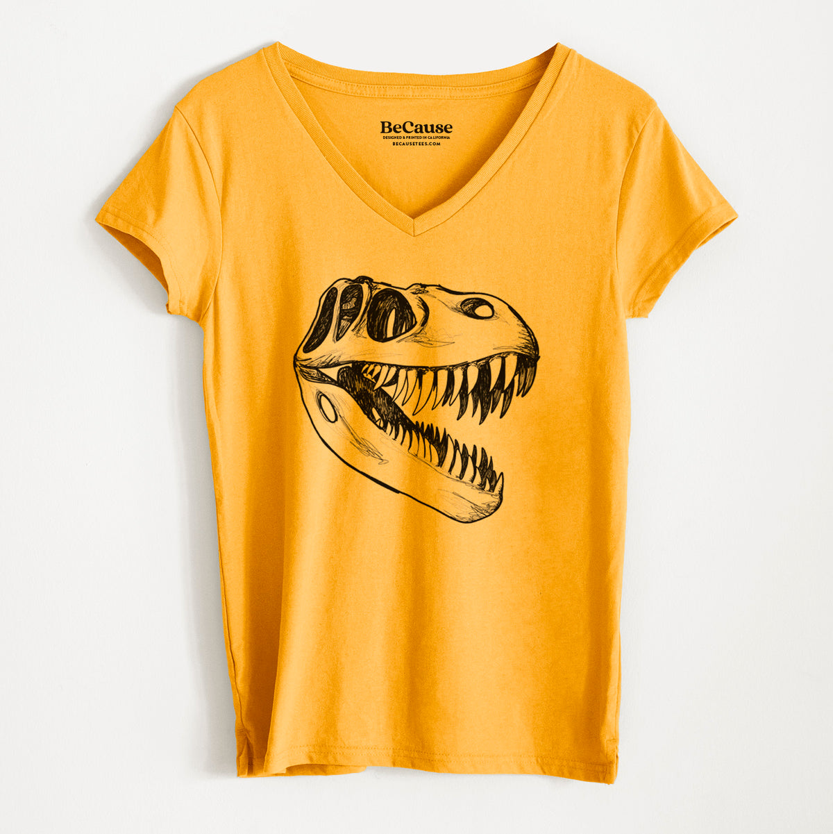 Tyrannosaurus Rex Skull - Women&#39;s 100% Recycled V-neck