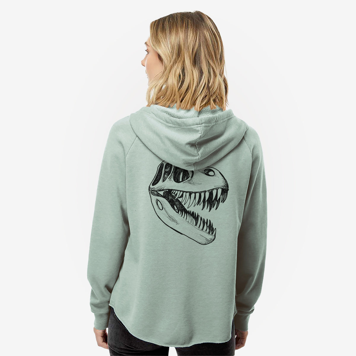 Tyrannosaurus Rex Skull - Women&#39;s Cali Wave Zip-Up Sweatshirt